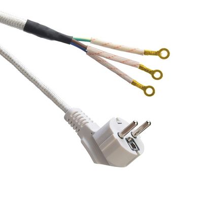 SNI Certified 16A Plug Braided Power Cord Extension Cords for Laptops Especificação do cabo H03RT-F 3x0.75-1.5MM2 Branco