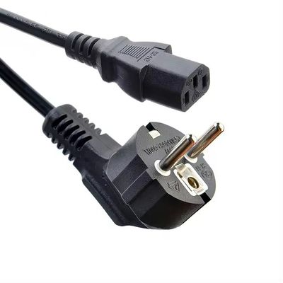 VDE Certified EU Plug Standard Cee7/7 Euro Power Cord 1.5mm com C13 Adequado para computador durável