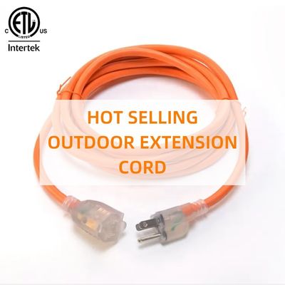 15 FT 12/3 Gauge LED Iluminado SJTW 15 Amp/125V/1875W Corda de alimentação de camisa laranja para interior / exterior