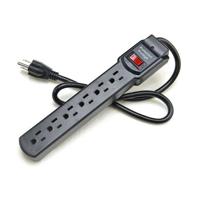 Proteção contra sobretensões portátil 6 tomadas ETL padrão americano Power Strip para eletrodomésticos em cor preta