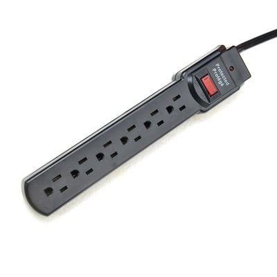 Proteção contra sobretensões portátil 6 tomadas ETL padrão americano Power Strip para eletrodomésticos em cor preta