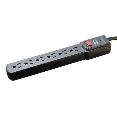Proteção contra sobretensões portátil 6 tomadas ETL padrão americano Power Strip para eletrodomésticos em cor preta