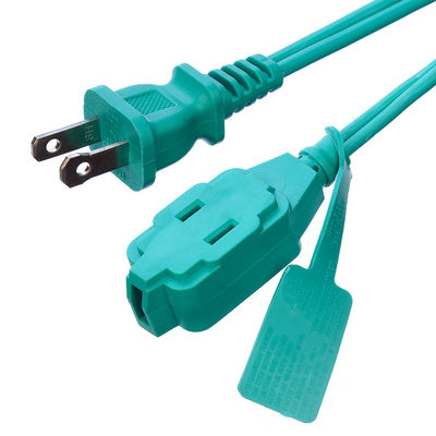 Cordão de extensão verde de 2 pines para portátil com proteção contra isolamento Voltagem nominal 125V