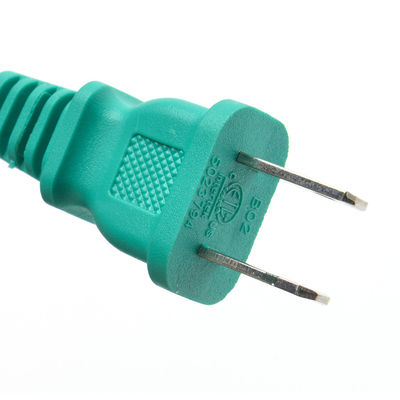 Cordão de extensão verde de 2 pines para portátil com proteção contra isolamento Voltagem nominal 125V