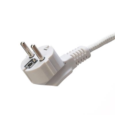 SNI Certified 16A Plug Braided Power Cord Extension Cords for Laptops Especificação do cabo H03RT-F 3x0.75-1.5MM2 Branco