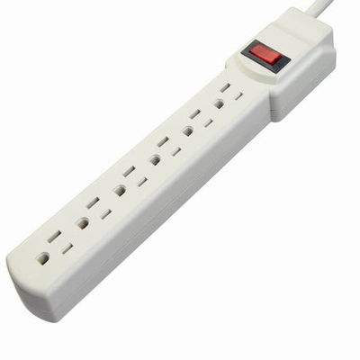 Beige 6 Outlet Soquetes de extensão elétrica norte-americana padrão Soquete de tira de alimentação 14AWG Cabo 3FT para eletrodomésticos