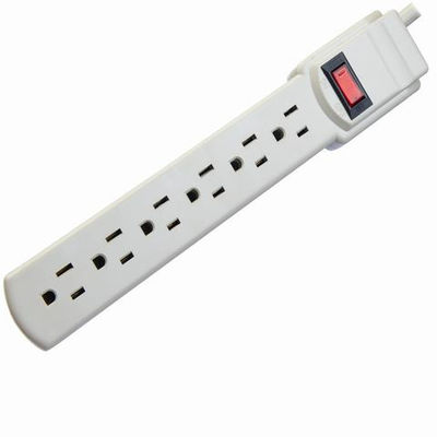 Beige 6 Outlet Soquetes de extensão elétrica norte-americana padrão Soquete de tira de alimentação 14AWG Cabo 3FT para eletrodomésticos