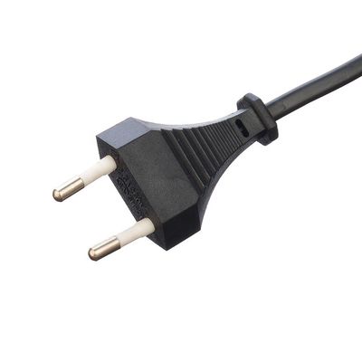 VDE europeu sem aterramento 2 pontas pin redondo 2.5A conector à prova d'água cabos de extensão do cabo de alimentação para caldeiras eléctricas pretas