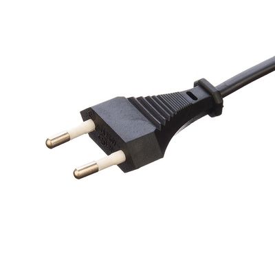 VDE europeu sem aterramento 2 pontas pin redondo 2.5A conector à prova d'água cabos de extensão do cabo de alimentação para caldeiras eléctricas pretas
