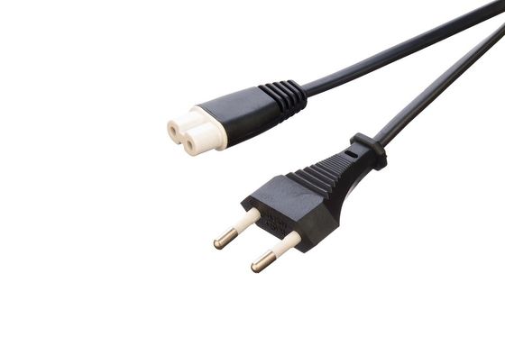 VDE europeu sem aterramento 2 pontas pin redondo 2.5A conector à prova d'água cabos de extensão do cabo de alimentação para caldeiras eléctricas pretas