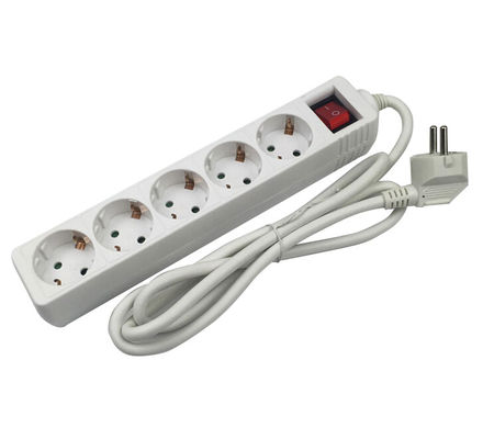 5 Soquete de extensão de gangue 3x1.5mm2x5m VDE Flexível Cable Power Strip com proteção infantil e 10/16A de corrente nominal