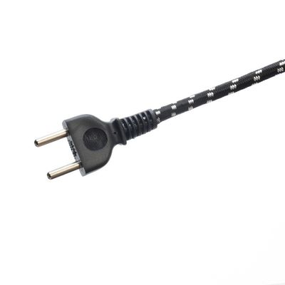 Conector de extensão de cabo de alimentação de aterragem padrão para chaleira de ferro elétrico 2 pines trançado com corrente nominal 10A-16A