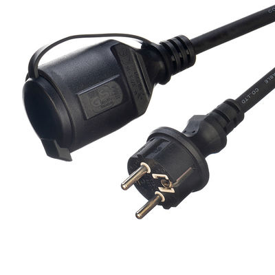 Cabo de extensão exterior Euro 16A/250V Directo 3 Pin Plug Heavy Duty com 2 Polos Socket à prova d'água H07RN-F 3X1.5MM2