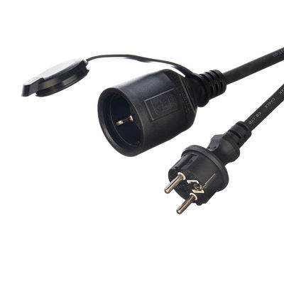 Cabo de extensão exterior Euro 16A/250V Directo 3 Pin Plug Heavy Duty com 2 Polos Socket à prova d'água H07RN-F 3X1.5MM2