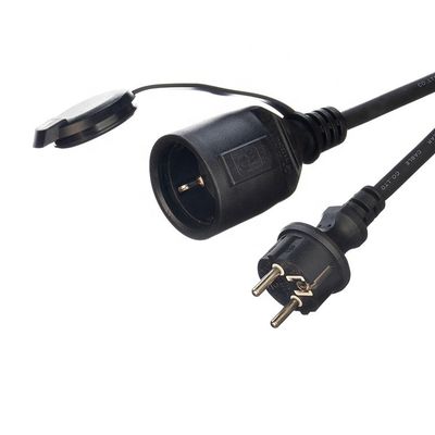 Cabo de extensão exterior 3x1.5mm2 Cabo de alimentação 220v Cabo de alimentação com 2 polos Soquete à prova d'água Padrão de aterragem 16A/250V