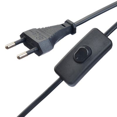 2.5A 2 Pin Plug Cordes de alimentação Black Kettle Plug com conector ou tomada de oxigénio livre conductor de cobre em cadeia