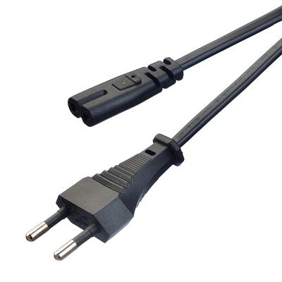 2.5A 2 Pin Plug Cordes de alimentação Black Kettle Plug com conector ou tomada de oxigénio livre conductor de cobre em cadeia