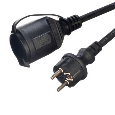 Cabo de extensão exterior 3x1.5mm2 Cabo de alimentação 220v Cabo de alimentação com 2 polos Soquete à prova d'água Padrão de aterragem 16A/250V