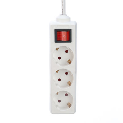 Proteção contra sobretensões de banda de alimentação de tipo UE 3 Gang Socket de cabo de extensão com H03vvh2 f 2x0.75mm2 cabo de alimentação e tomada elétrica