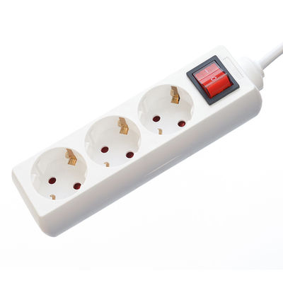 Proteção contra sobretensões de banda de alimentação de tipo UE 3 Gang Socket de cabo de extensão com H03vvh2 f 2x0.75mm2 cabo de alimentação e tomada elétrica