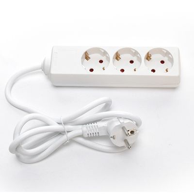 Vários padrões 3 * 0,75mm cabo de alimentação Multi Plug Socket de alimentação Extensão 3 Way Universal Extensão cabo 250V/16A Branco