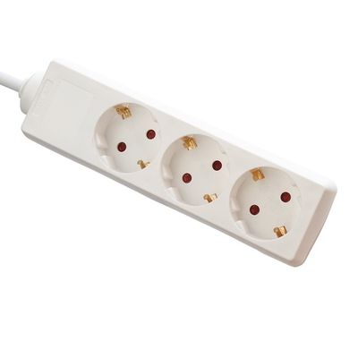 Vários padrões 3 * 0,75mm cabo de alimentação Multi Plug Socket de alimentação Extensão 3 Way Universal Extensão cabo 250V/16A Branco