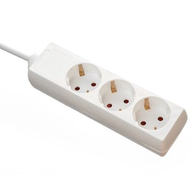 Vários padrões 3 * 0,75mm cabo de alimentação Multi Plug Socket de alimentação Extensão 3 Way Universal Extensão cabo 250V/16A Branco