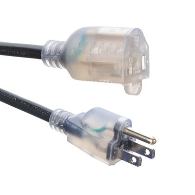 6 pés norte-americano ETL 3 pin heavy duty cabo de extensão exterior com extremidade iluminada fim feminino tipo NEMA