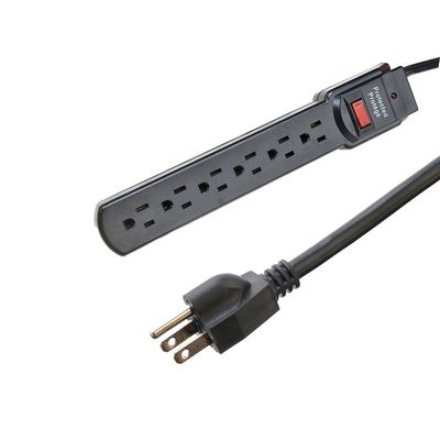Tipo de extremidade masculina NEMA 5-15P ETL15A/125V 6 saída de extensão elétrica Socket Power Strip Protector contra sobretensão para eletrodomésticos