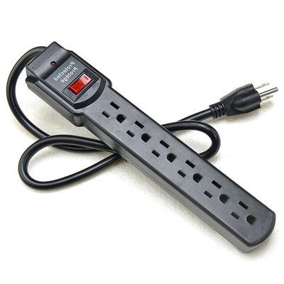 Tipo de extremidade masculina NEMA 5-15P ETL15A/125V 6 saída de extensão elétrica Socket Power Strip Protector contra sobretensão para eletrodomésticos