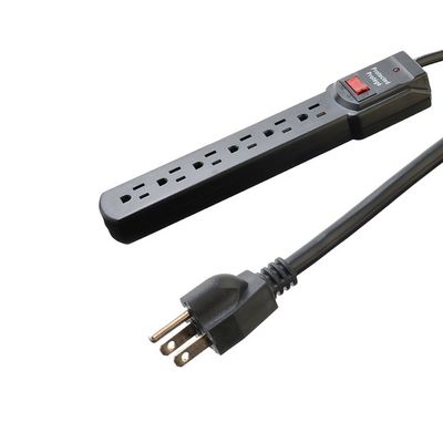 Tipo de extremidade masculina NEMA 5-15P ETL15A/125V 6 saída de extensão elétrica Socket Power Strip Protector contra sobretensão para eletrodomésticos