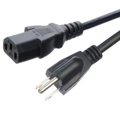 Material do condutor de cobre sem oxigênio ETL listado Cabos de alimentação Cabos de extensão NEMA Plug com C13 para computador
