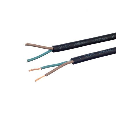 VDE padrão H05rr f Cabo de alimentação de borracha 2x0,75 Elétrico para aparelhos domésticos -5C a 70C 2C X0,75MM2 Secções normais