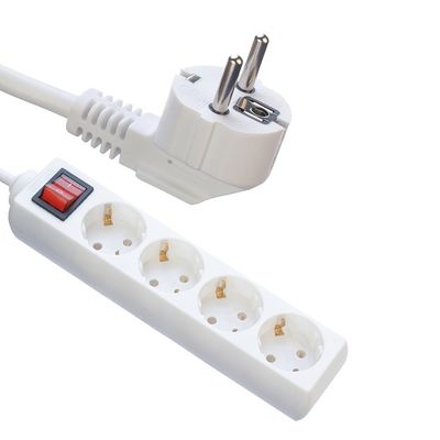 Adaptador de tomada de viagem europeu com 4 faixas de alimentação de tomada Cordão de extensão Multi Socket e Switch 5m comprimento do cabo