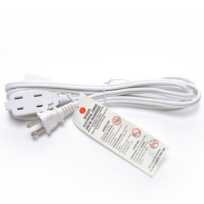 ETL padrão branco 2 pin plug com 18 AWG Cable Nema 1-15p para 1-15r macho para fêmea cabo de extensão com 13A corrente nominal