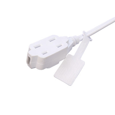 ETL padrão branco 2 pin plug com 18 AWG Cable Nema 1-15p para 1-15r macho para fêmea cabo de extensão com 13A corrente nominal