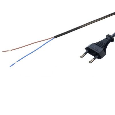 2.5A 2 pin plug cabos de alimentação Ventilador elétrico preto com oxigénio livre Bared Stranded cobre metade despojado fim