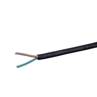 Cabos isolados VDE padrão H05 Rr de borracha 2x0,75 Cabos de cobre para aparelhos domésticos e temperatura exterior -5C a 70C