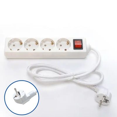 EU Certified H05VV-F 3x1.5mm2 4 Outlet Power Strip Socket Extension Cord with Switch Eu Plug 16A