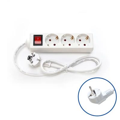 EU Certified H05VV-F 3x1.5mm2 4 Outlet Power Strip Socket Extension Cord with Switch Eu Plug 16A