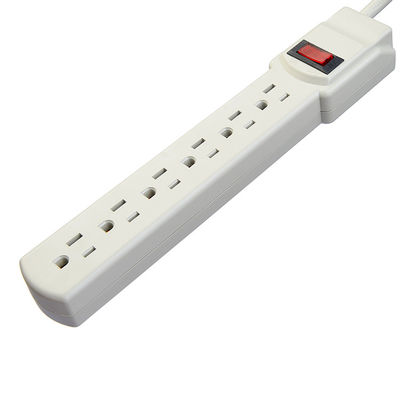 Pronto para envio 2.5 FT Power Strip com 6 tomadas e sobrecarga protector de surto de fusível NEMA 5-15P Tipo final masculino personalizado