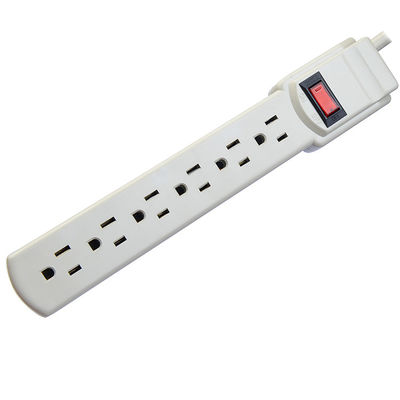 Pronto para envio 2.5 FT Power Strip com 6 tomadas e sobrecarga protector de surto de fusível NEMA 5-15P Tipo final masculino personalizado