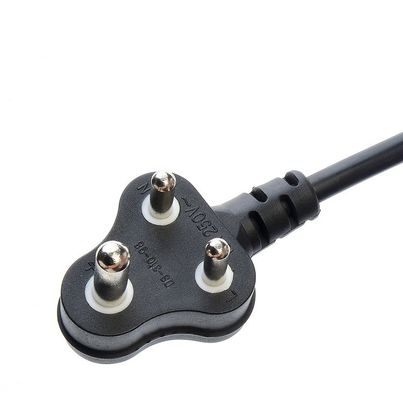 16A 3 Pin Plug Cordes de alimentação África do Sul SABS padrão para eletrodomésticos Black Laptop Plug Commercial Tipo masculino