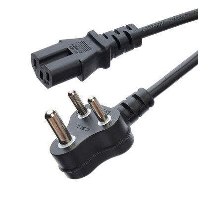 16A 3 Pin Plug Cordes de alimentação África do Sul SABS padrão para eletrodomésticos Black Laptop Plug Commercial Tipo masculino