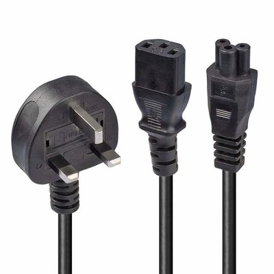 Plug AC preto / personalizado IEC60320 C13 C5 com cabo de alimentação de 3 pinos Reino Unido BS Standard 10A-16A Cable de alimentação de corrente nominal