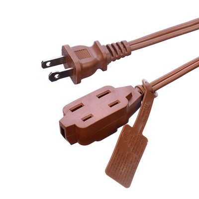18AWG ETL Pararell Wire AC Power Cord com Switch e Socket Extension Cord Brown ETL Standard PVC Jacket USA 2 Prong