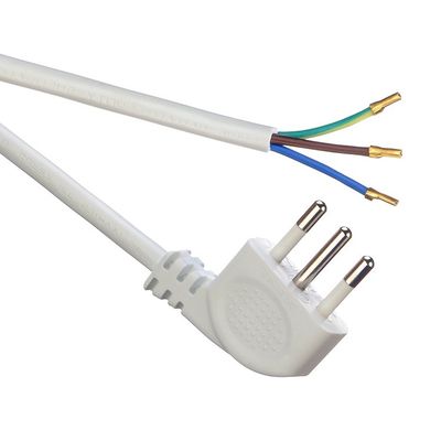 IMQ Standard 3 Pin Angled 16A Itália Cabos de alimentação brancos H05VV-F 3x0.75MM2 com terminal fechado de Crimp da Trusted