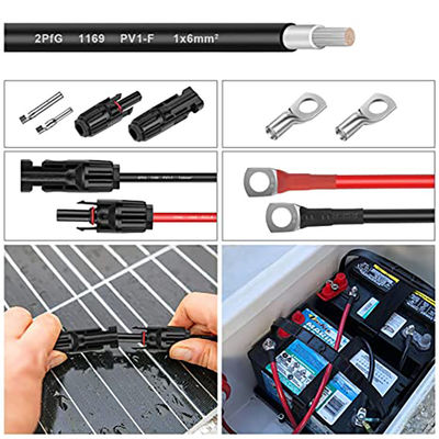 2M Cabo solar com PV004 Conectores de ramificação fotovoltaica masculino e feminino 1X4mm2 Condutor de cobre 50 pares/cartão