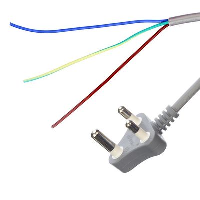 450v H05VV-F 3X0.75MM2 3 Fase Plug Power Cable para a África do Sul SABS Grey Oxygen Free Bared Stranded Copper