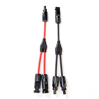 Extenção de fio fotovoltaico de cabo solar com conector solar PV004 Y Dividor Preto e vermelho Par H1Z2Z2-K DC 1500V 1X4mm XLPO Isolamento